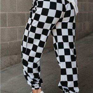 Checkered Black and White Women's Pants